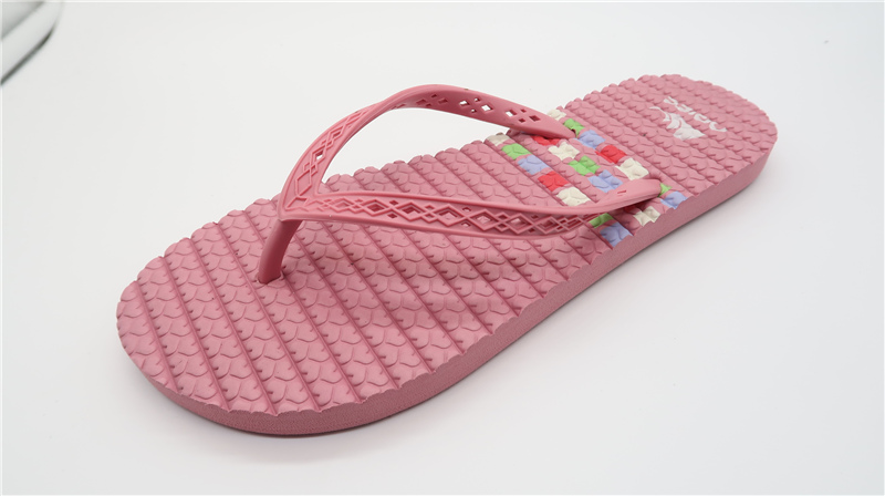AH-9P103 Easy To Clean Stripe Flat Slippers PE Comfortable Flip Flops for Women