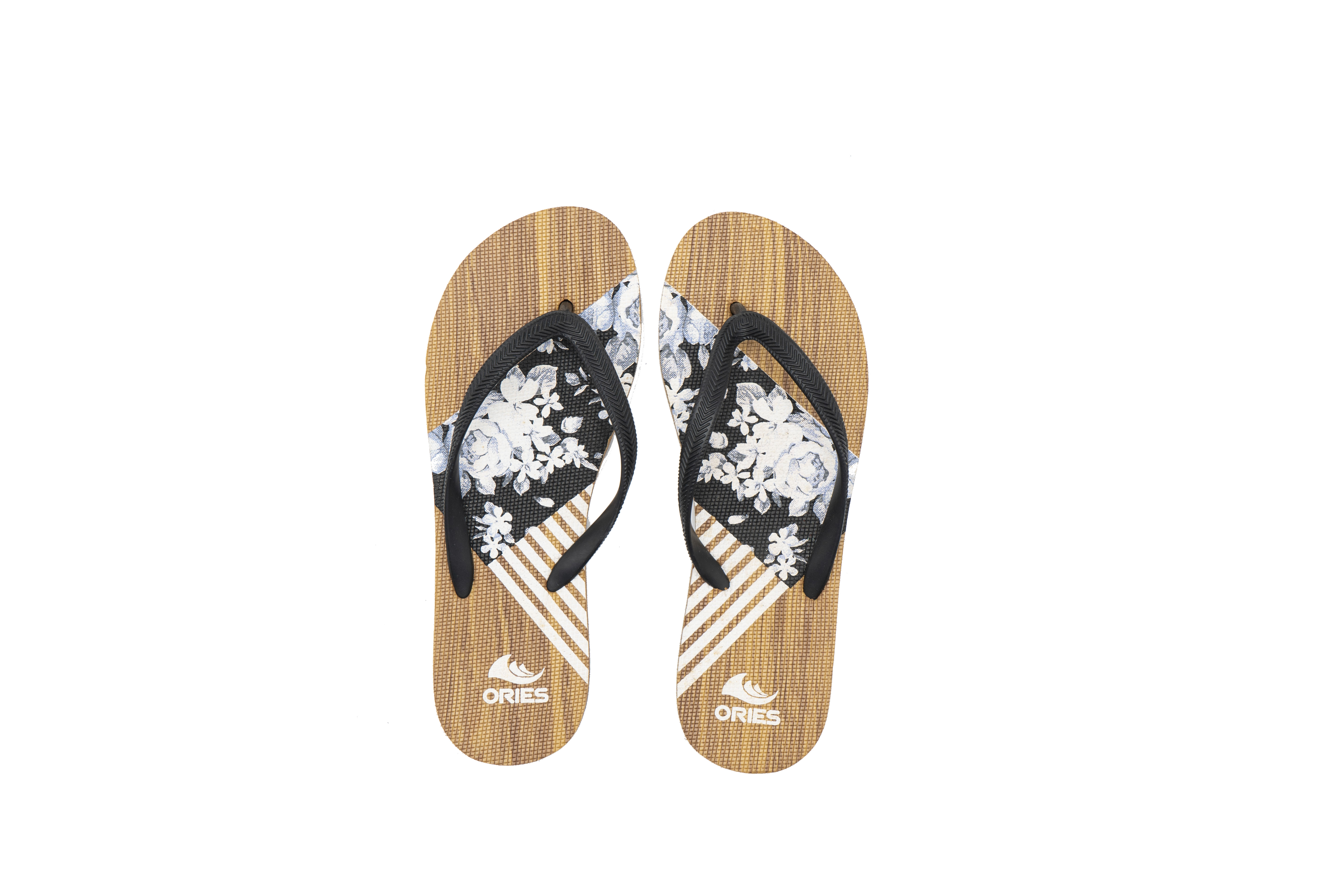 AH-8E056 (1) Factory High Quality Wholesale Rubber Wood Grain Printing Flip Flops for Women Custom Logo Ladies Flip Flops