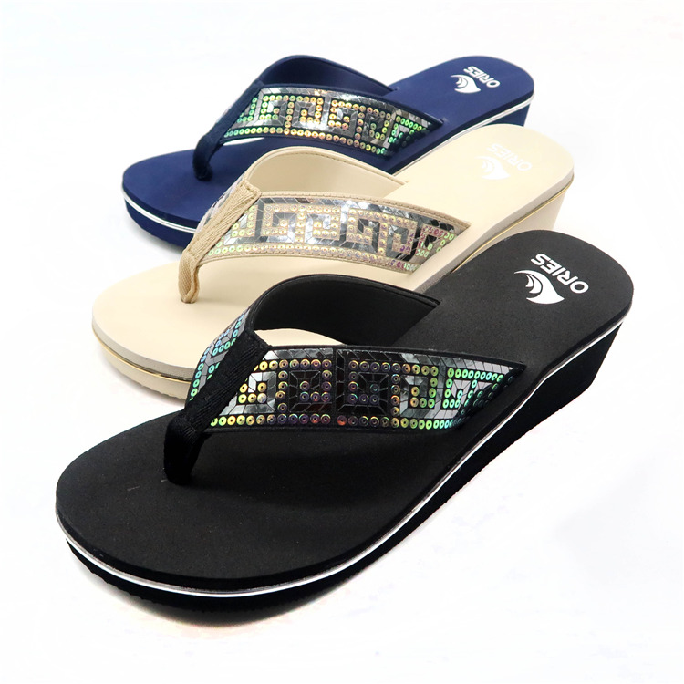 AH-9E002 High Quality Eva Platform Anti-skid Women Beach Flip Flops  
