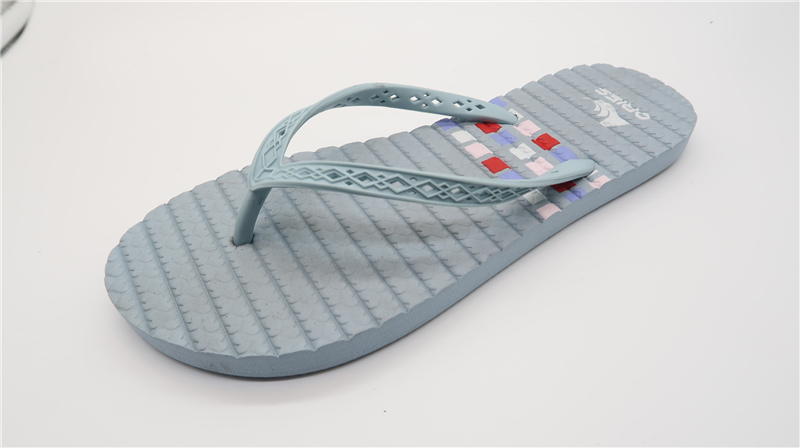 AH-9P103 Easy To Clean Stripe Flat Slippers PE Comfortable Flip Flops for Women