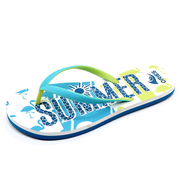 AH-8E030 Bright Color SUMMER Printed Embossed Insole Women EVA Beach Slippers Flip Flop